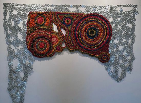 Title: Untitled Work Size: 169 x 215 cm Medium: Metal and Fabric